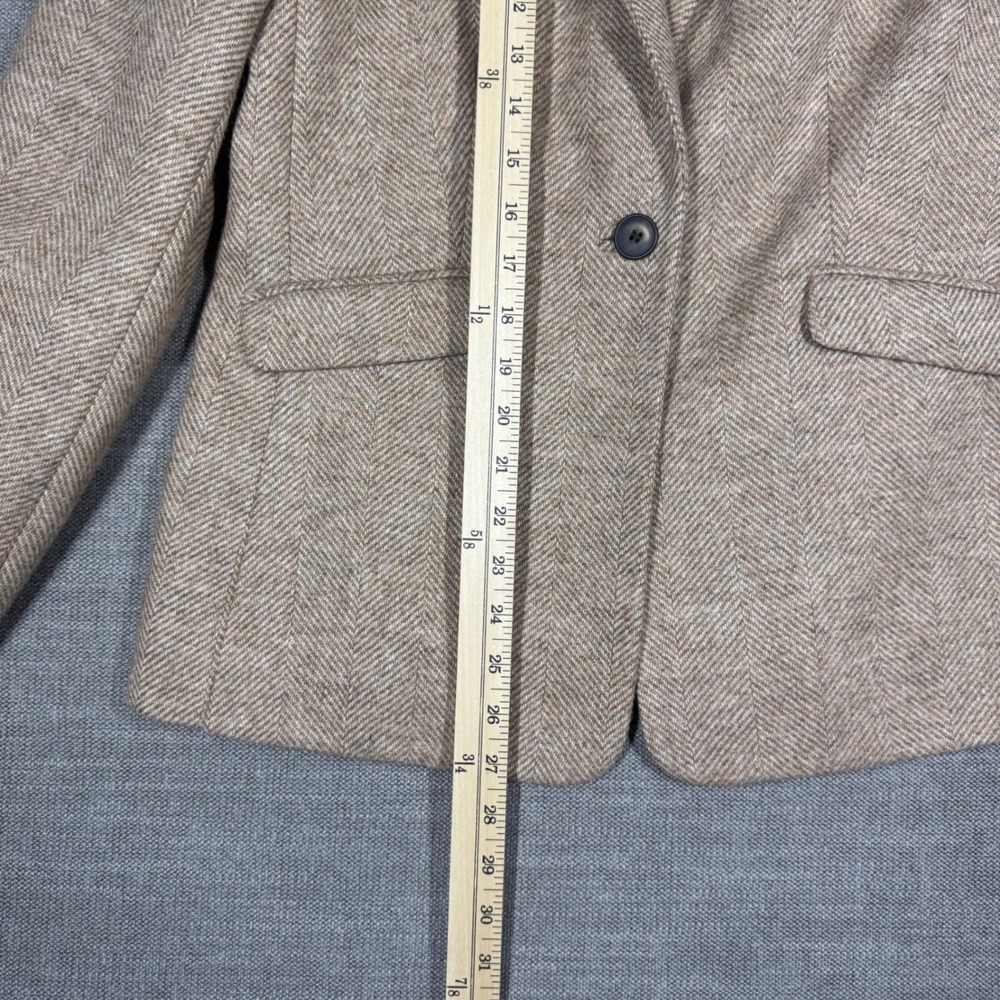 Boden British Tweed Wool Blazer Tan Herringbone Abraham Moon London Lining US 8R - Picture 7 of 13